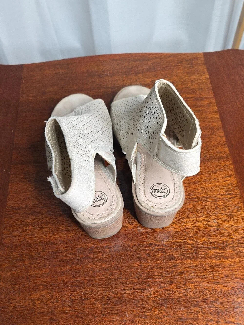wonder nation Beige Perforated Slingback Sandals for Kids